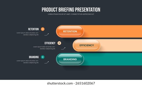 Corporate Review Slideshow Layout Vector Illustration. Consulting Forecast Three Step Infographic Frame Template. Visual Portfolio 3 Option Diagram Slide Design.