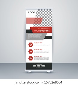 Corporate roll up banner. Abstract Shapes Modern Exhibition Advertising Trend Business Roll Up Banner Stand Poster Brochure flat design template creative concept. Presentation. Cover Publication. 02