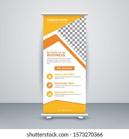 Corporate roll up banner. Abstract Shapes Modern Exhibition Advertising Trend Business Roll Up Banner Stand Poster Brochure flat design template creative concept. Presentation. Cover Publication. 08
