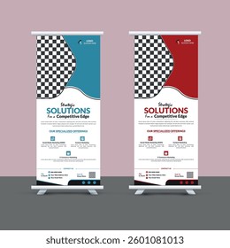 Corporate Roll Up Banner for Business; Roll Up Banner Design Vertical Template; Vector Abstract Banner 
