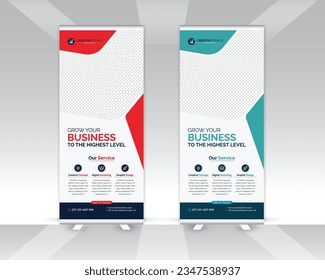 Corporate roll up banner design template, Meeting roll up banner design, Multipurpose colorful roll up banner template
