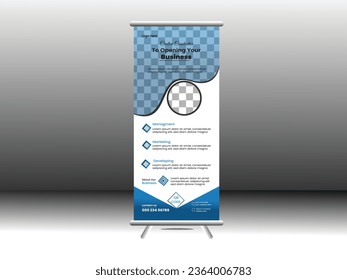 Corporate roll up banner design, vector and business template.