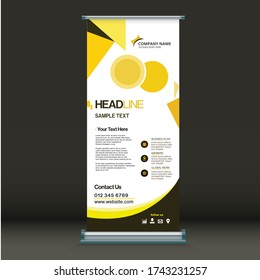 Corporate roll up banner design Yellow color