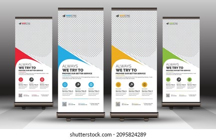 Corporate Roll Up Banner Signage Standee Pull Up X Banner Template Creative Clean Unique Design