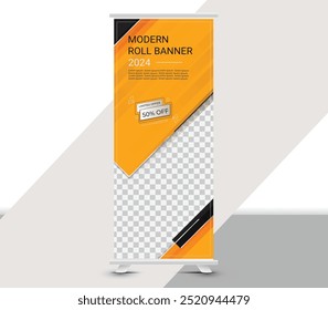 Corporate roll up banner template design for business, modern x banner template design