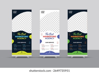 Corporate roll up banner template. Modern x-stand and pop-up design for business, brochure, and flyer. Clean rectangle layout for signage, events, and marketing promotions.