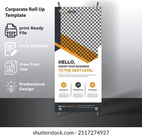 Corporate Roll Up Banner Template for Multipurpose Use.
