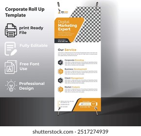 Corporate Roll Up Banner Template for Multipurpose Use.
