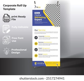 Corporate Roll Up Banner Template for Multipurpose Use.
