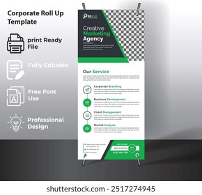 Corporate Roll Up Banner Template for Multipurpose Use.
