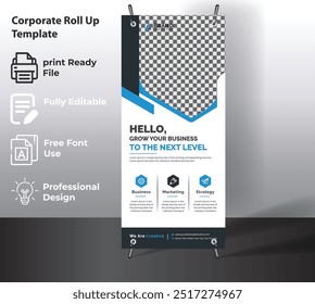 Corporate Roll Up Banner Template for Multipurpose Use.
