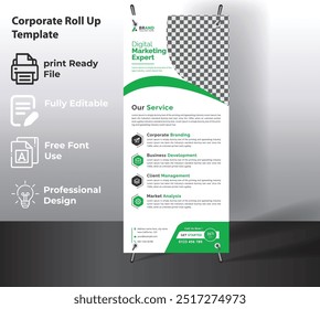 Corporate Roll Up Banner Template for Multipurpose Use.
