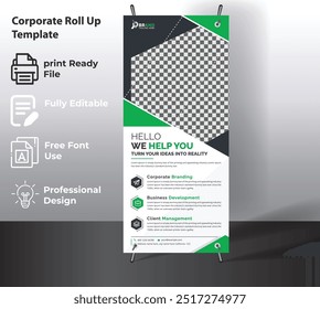 Corporate Roll Up Banner Template for Multipurpose Use.
