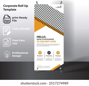 Corporate Roll Up Banner Template for Multipurpose Use.
