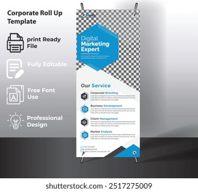 Corporate Roll Up Banner Template for Multipurpose Use.
