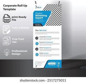 Corporate Roll Up Banner Template for Multipurpose Use.
