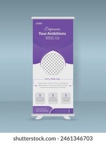 corporate roll up banner vertical design for signboard advertising template standee vector template layout mockup