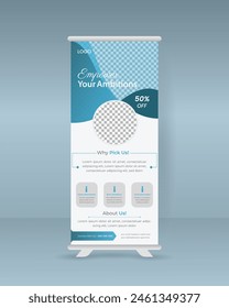 diseño corporativo de Vertical de Anuncio roll up para señalización de publicidad Plantilla de Vector de pie maqueta de diseño de Plantilla