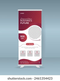 corporate roll up banner vertical design for signboard advertising template standee vector template layout mockup