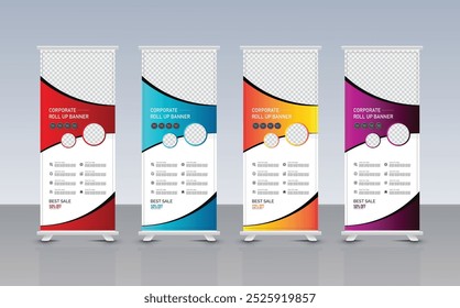 Corporate Roll-up-Banner vertikales Design. Creative x Banner für Cover, Broschüre, Business, Flyer, Infografiken.
Flag-Banner-Werbung