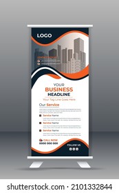 plantilla de lista corporativa y banner web para empresas con fondo naranja y blanco.