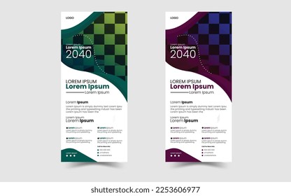 Banner de acumulación corporativa Presentación e ilustración del vector de folletos Rollo de Business Rolling Up Standee Design Banner de imagen vectorial Presentación de plantilla de pancarta y folleto de folletos