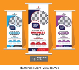 Corporate rollup banner template, advertisement, pull up, business flyer, and display banner for your Corporate business, company, with 3 color.