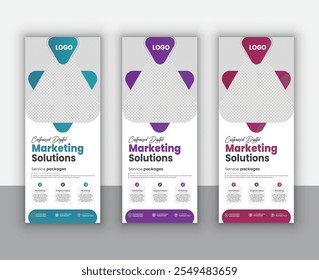 Design de modelo de banner de roll-up corporativo para promoção.