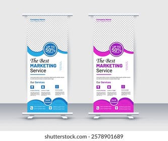corporate rollup banner template , pull up banner vector illustration business flyer and display banner template 
