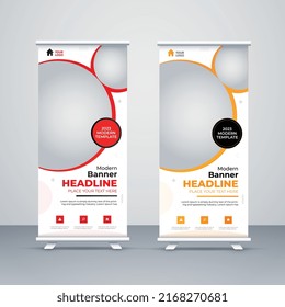 Corporate rollup or x banner design template Premium Vector