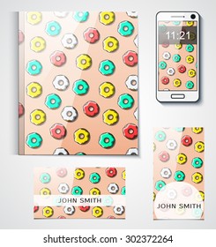 Corporate set of objects with the design of the donut. 