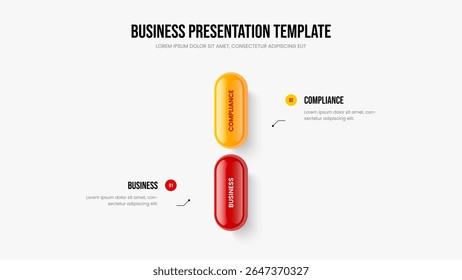 Corporate Showcase Slideshow Design Vector Illustration. Product Visualization 2 Element Infographic Presentation Layout. Business Insight Two Step Diagram Slide Template.