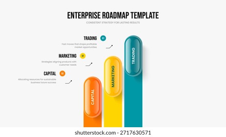 Plantilla Corporativa de la diapositiva de la infografía de tres elementos. Ilustración vectorial de diseño de presentación de diapositivas de Plan creativo. Estrategia moderna 3 Diagrama de opciones Diseño de presentación.