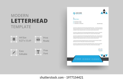 Corporate Simple Abstract Business Letterhead Template Design for Office.