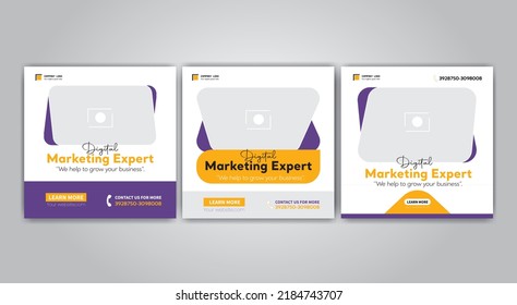Corporate simple cool social media agency poster design set for marketing purpose.