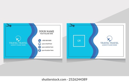 Diseño de tarjeta de visita corporativa simple para agencia de viajes. 