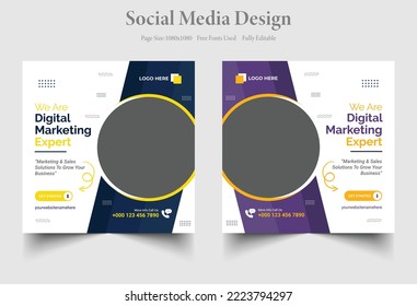 Corporate social media business post template design