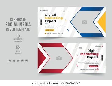 Corporate social media cover banner and Digital marketing and web banner design template. Editable creative business marketing cover ad design. web banner. vector cover