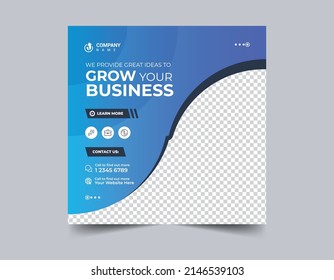 Corporate social media post design. Digital and online marketing social media banner design template
