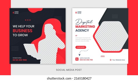 Corporate Social Media Post Design, Business Post Template, Trendy Shapes Square Post Vector