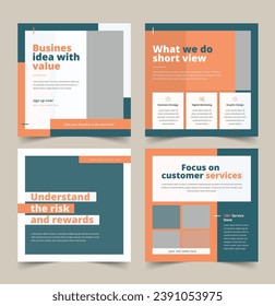 Corporate Social Media Post Design Template for Digital Marketing Agency, Square Banner, Leaflet