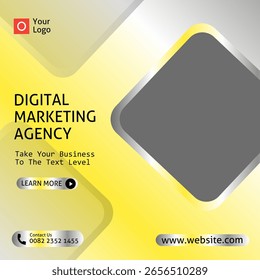 Social Media Post Layout, Digital Business Marketing Design mit gelber Farbe, Social Media Design mit modernem Layout