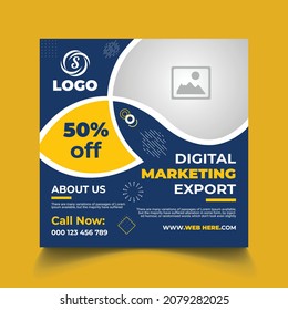 Corporate social media post square banner digital marketing business promotion free Vector