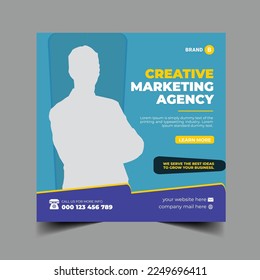 Corporate social media post square design and flyer template