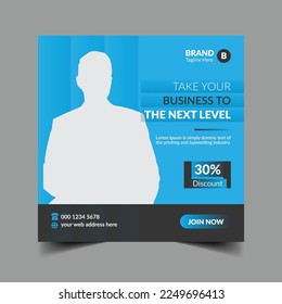 Corporate social media post square design and flyer template