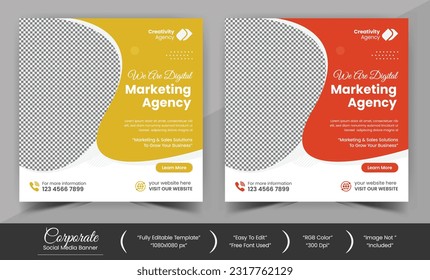 Corporate social media post web banner template