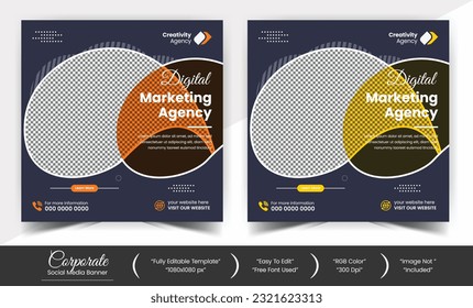 Corporate social media post web banner marketing template