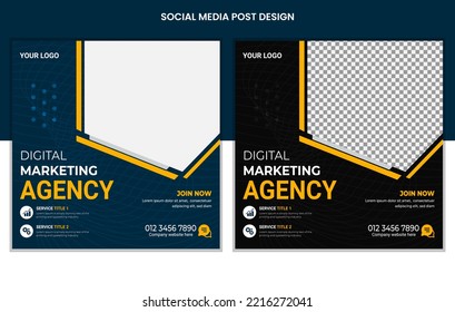 Corporate social media posts design, business web banners color variation template, Set of Editable square post template