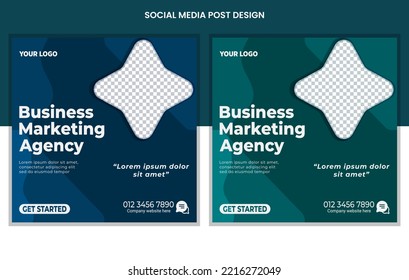 Corporate social media posts design, business web banners color variation template, Set of Editable square post template