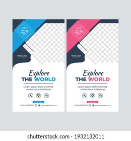 Corporate social media stories template vector